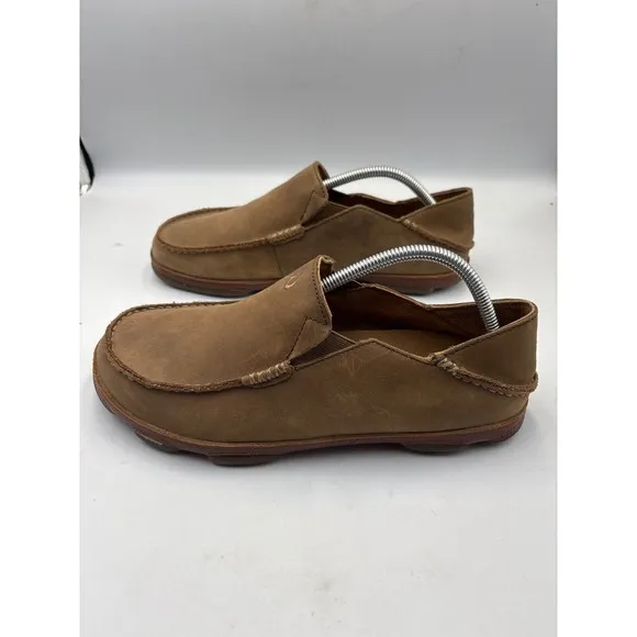 OluKai Mens Moloā Brown Suede Flat Slip On Loafers Shoes 9.5M