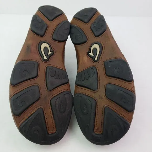 Olukai Moloa Mens Size 8.5 Black Leather Casual Loafer Shoes 10128 4033