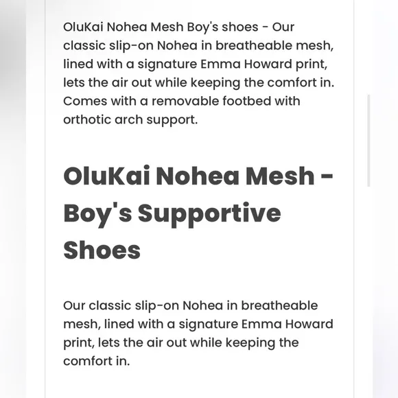 OluKai Nohea Mesh Boy's Supportive Slip On Hybrid Loafer Shoes Youth 5 Grey