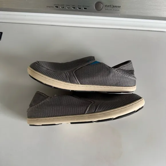 OluKai Nohea Mesh Boy's Supportive Slip On Hybrid Loafer Shoes Youth 5 Grey