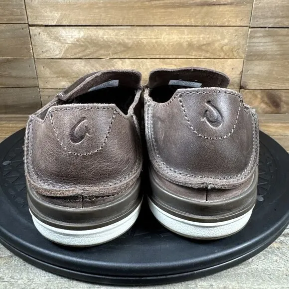 Olukai Kakaha Mens 8.5 Brown Leather Slip On Shoes Casual Comfort Shoes