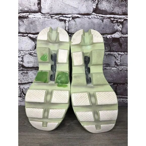 On Cloud Wide Lime Green Gray White LaceUp Gym Running Shoes Women Sz 39EU/8M US