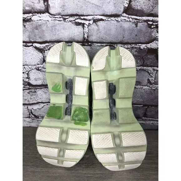 On Cloud Wide Lime Green Gray White LaceUp Gym Running Shoes Women Sz 39EU/8M US