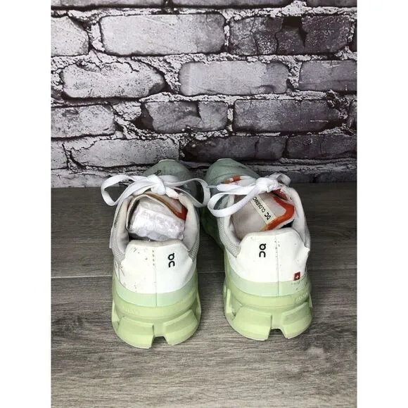 On Cloud Wide Lime Green Gray White LaceUp Gym Running Shoes Women Sz 39EU/8M US