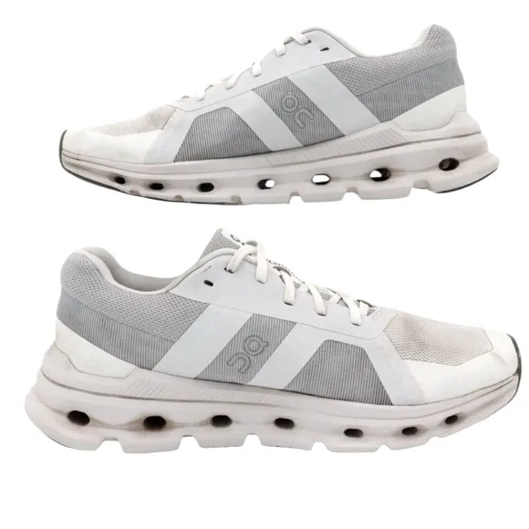 On Running Cloud Runner White and Gray Athletic Shoes Size 8.5