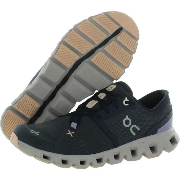 On Running Womens Cloud X 3 Navy Woven Running &amp; Training Shoes Shoes New
