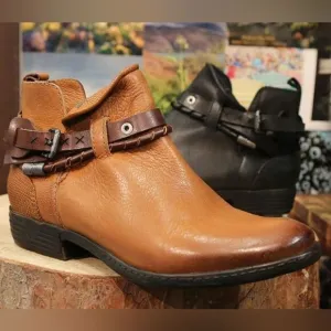 OTBT Low Rider Butterscotch Tan Burnished Leather Strappy Ankle Boots Booties