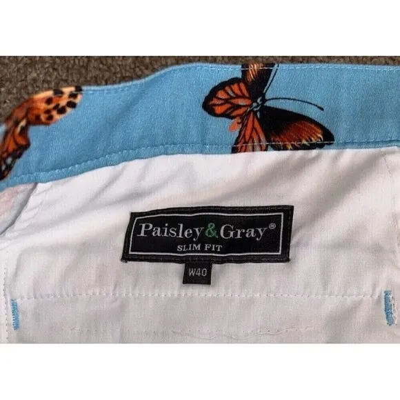 Paisley and Gray Mens Bahama Butterfly Twill Shorts W40