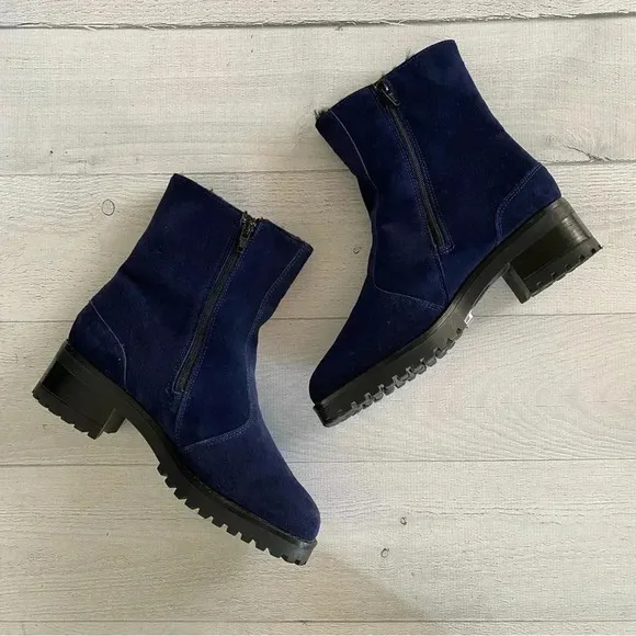PALMROTH  Ankle Boot Sheerling Blue Suede Sz 9