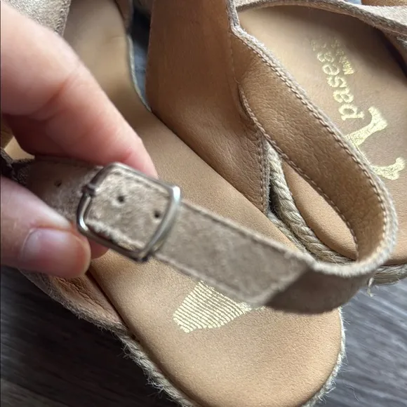Paseart Tan Wedge Sandals 41  with Open Toe and Espadrilles Made in Italy