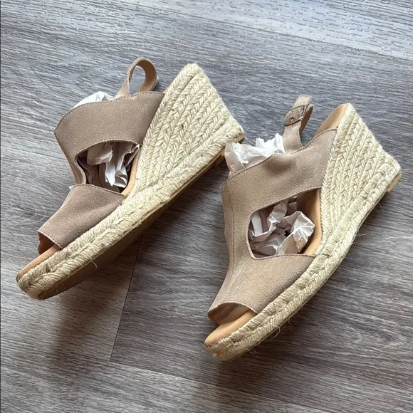 Paseart Tan Wedge Sandals 41  with Open Toe and Espadrilles Made in Italy