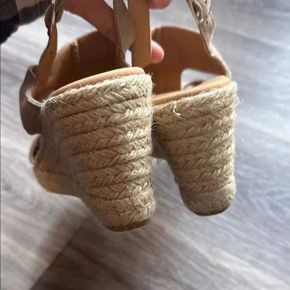Paseart Tan Wedge Sandals 41  with Open Toe and Espadrilles Made in Italy
