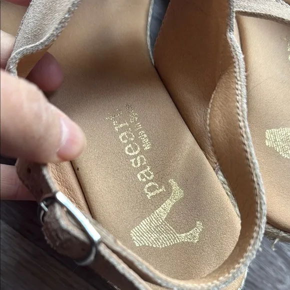 Paseart Tan Wedge Sandals 41  with Open Toe and Espadrilles Made in Italy