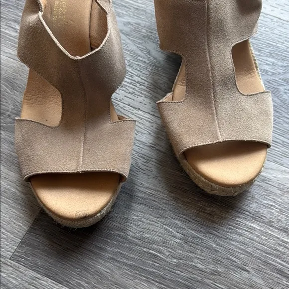 Paseart Tan Wedge Sandals 41  with Open Toe and Espadrilles Made in Italy