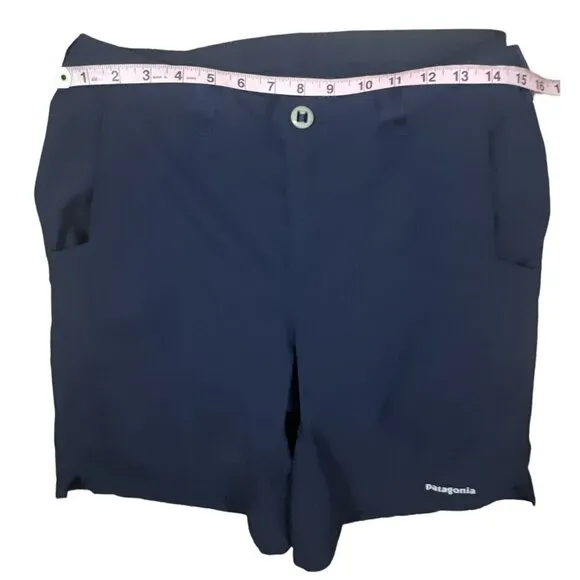 PATAGONIA dirt craft mountain biking shorts navy blue stretch 9&quot; inseam womens M