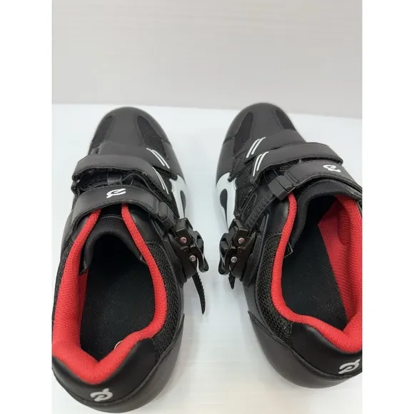 Peloton Bike Cycling Shoes Black Red White Size 41 Unisex, Women 10/Men 8 Used