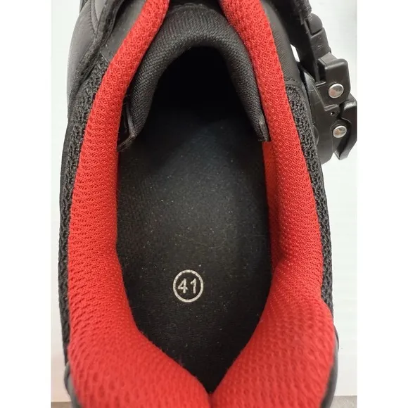 Peloton Bike Cycling Shoes Black Red White Size 41 Unisex, Women 10/Men 8 Used