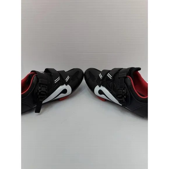Peloton Bike Cycling Shoes Black Red White Size 41 Unisex, Women 10/Men 8 Used