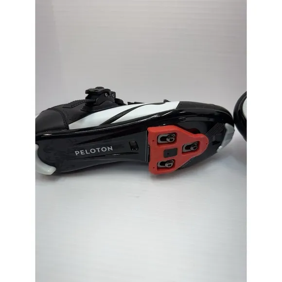 Peloton Bike Cycling Shoes Black Red White Size 41 Unisex, Women 10/Men 8 Used