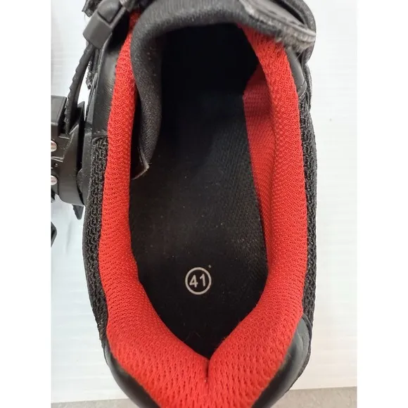 Peloton Bike Cycling Shoes Black Red White Size 41 Unisex, Women 10/Men 8 Used