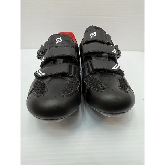 Peloton Bike Cycling Shoes Black Red White Size 41 Unisex, Women 10/Men 8 Used