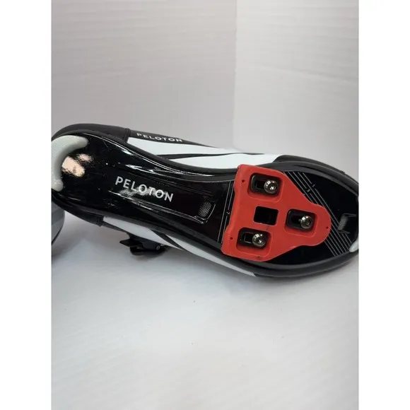 Peloton Bike Cycling Shoes Black Red White Size 41 Unisex, Women 10/Men 8 Used