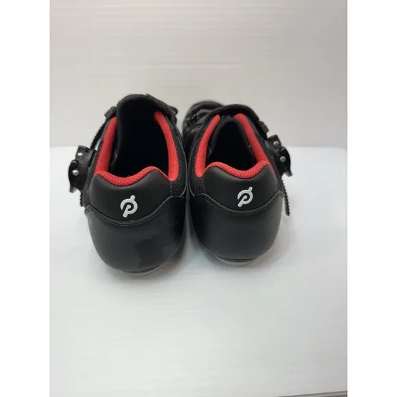 Peloton Bike Cycling Shoes Black Red White Size 41 Unisex, Women 10/Men 8 Used