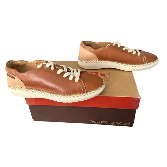 Pikolinos Brown Tan Sneakers with Espadrille Detail