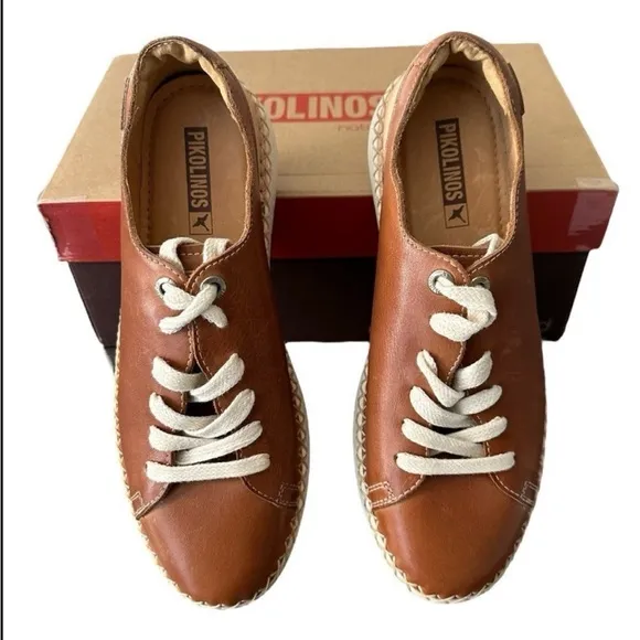 Pikolinos Brown Tan Sneakers with Espadrille Detail