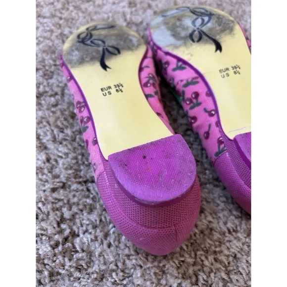 POETIC‎ LICENCE WOMENS DANTY DOLL PINK CHERRIES BOW PEEP TOE SHOES 8 1/2 M