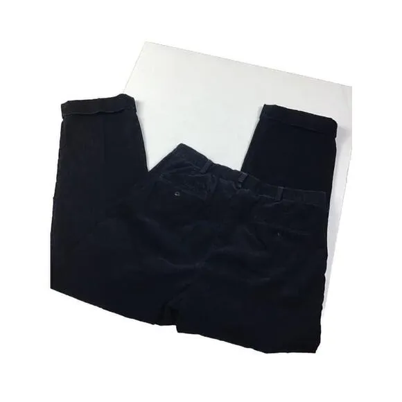 Polo Ralph Lauren Dark Navy Blue Hammond Corduroy Pants Pleated Cuffed Sz 36x30