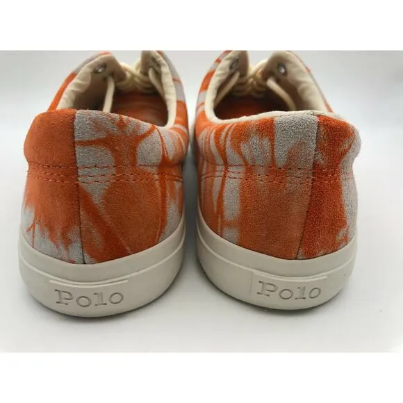 Polo Ralph Lauren Orange Tie Dye Sneakers Harpoon Casual Shoes Men Size 9D🛒