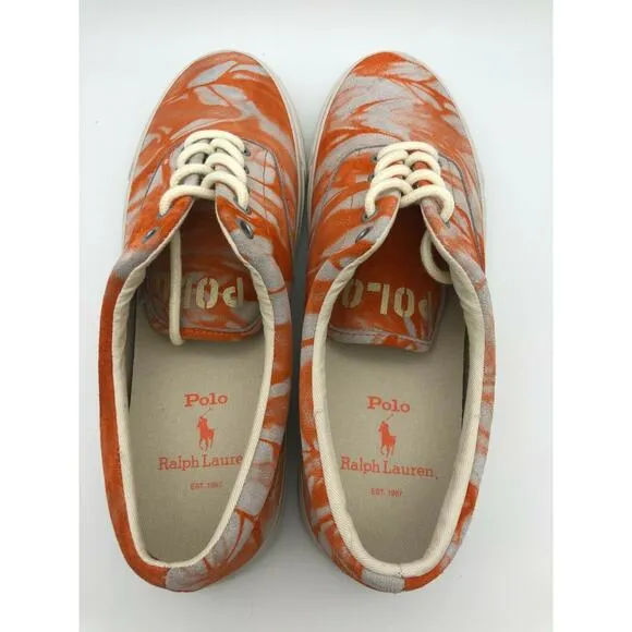 Polo Ralph Lauren Orange Tie Dye Sneakers Harpoon Casual Shoes Men Size 9D🛒