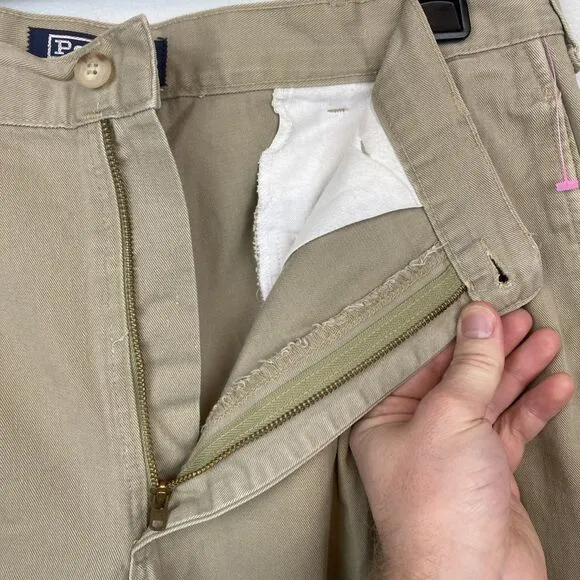 Polo Ralph Lauren pants men's 34x28.5 brown khaki chino USA made VTG Runs Small