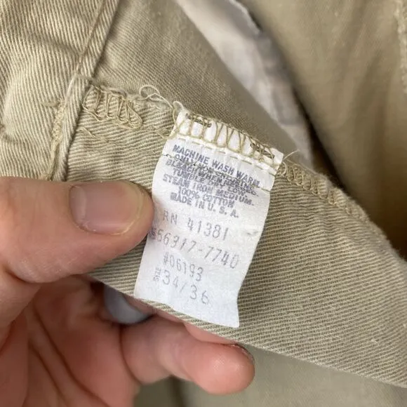 Polo Ralph Lauren pants men's 34x28.5 brown khaki chino USA made VTG Runs Small
