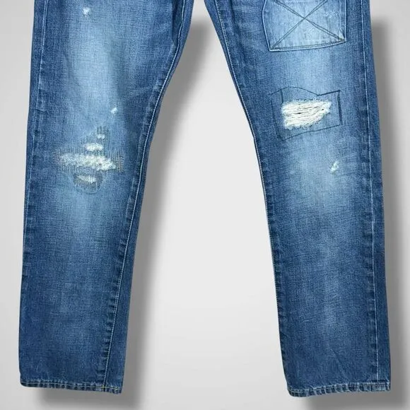 Polo Ralph Lauren Varick Slim Straight Distressed‎ Denim Jeans Size 33x32