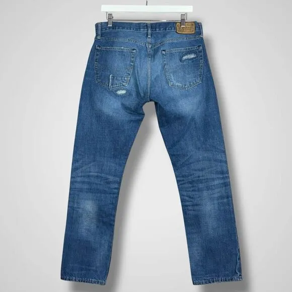 Polo Ralph Lauren Varick Slim Straight Distressed‎ Denim Jeans Size 33x32