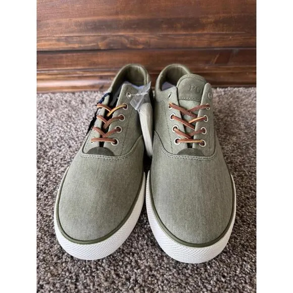 Polo Ralph Lauren Vaughn Size US 11 D Men's Casual Sneakers Lace-Up Shoes Green