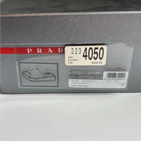 Prada Black and White slide sandals