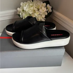 Prada Black and White slide sandals