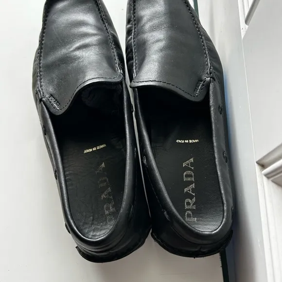 Prada Black Leather Loafers Sleek Minimalist Design