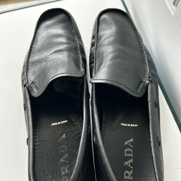 Prada Black Leather Loafers Sleek Minimalist Design