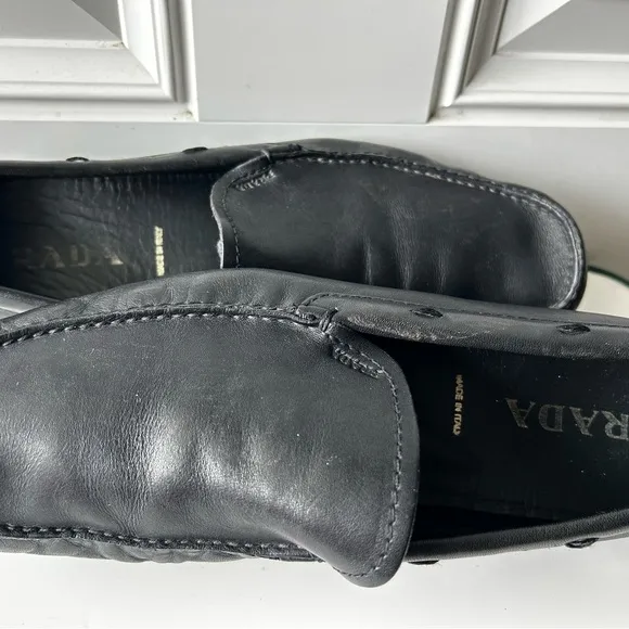 Prada Black Leather Loafers Sleek Minimalist Design
