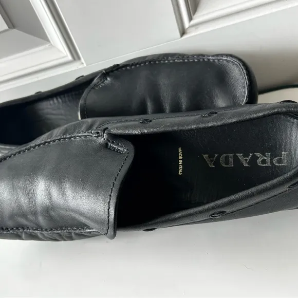 Prada Black Leather Loafers Sleek Minimalist Design