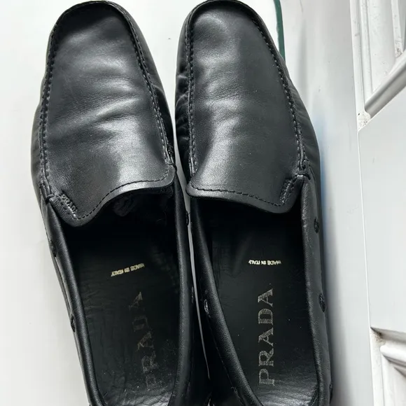 Prada Black Leather Loafers Sleek Minimalist Design