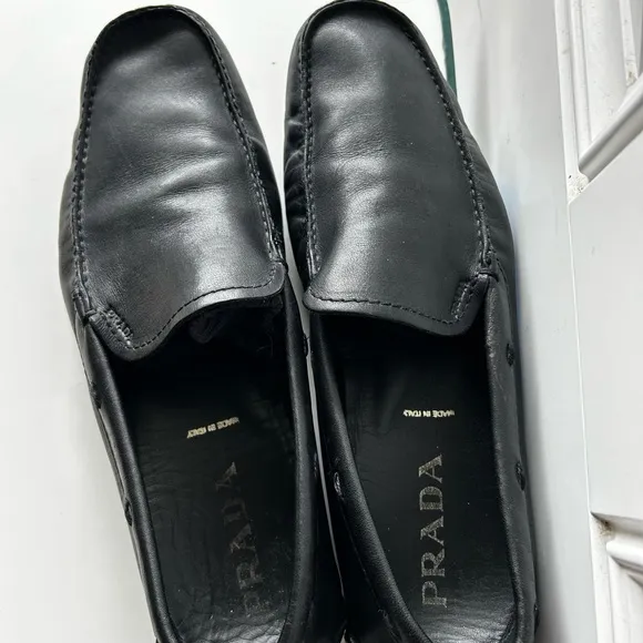 Prada Black Leather Loafers Sleek Minimalist Design