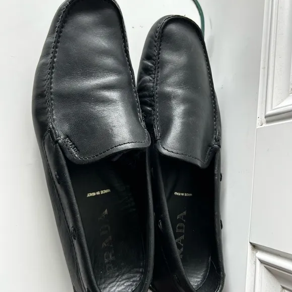 Prada Black Leather Loafers Sleek Minimalist Design