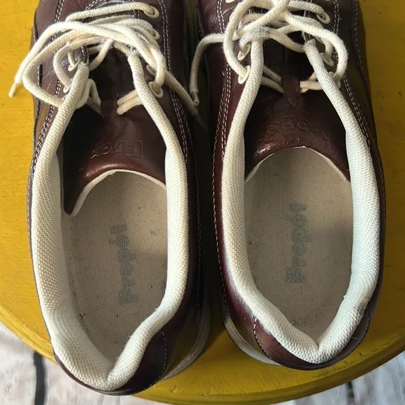 Propet Walking Shoe leather brown tan rubber sole comfortable sneaker oxford 7.5
