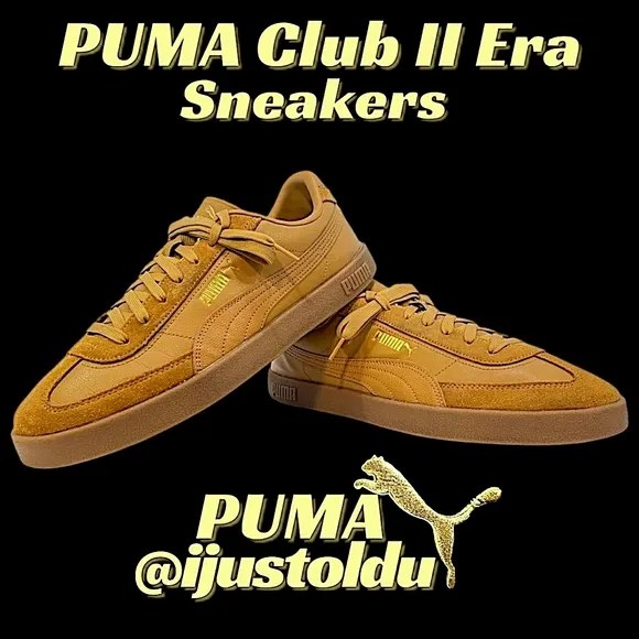 PUMA Club II Era Sneakers - Caramel (Brown/Tan) | Mens Size 12 | Suede &amp; Leather