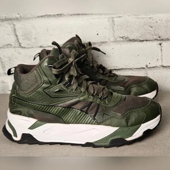 PUMA Mens Trinity Mid Hybrid Lace Up Sneakers Casual - Green